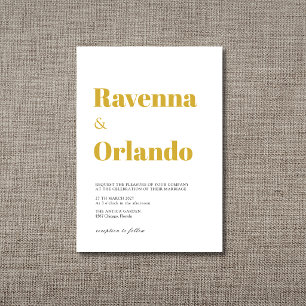 Invitation Mariage Moderne Simple Minimaliste en Or