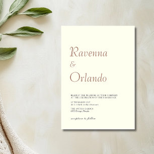 Invitation Mariage Moderne Simple Minimaliste Ivoire Noir