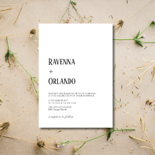 Invitation Mariage Moderne Simple Minimaliste Noir et Blanc
