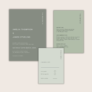 Invitation Mariage Moderne Simple Minimaliste Vert Sauge