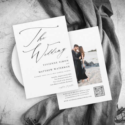 Invitation Mariage Moderne Simple Noir et Blanc