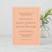 Invitation Mariage moderne simple Peach Fuzz (Debout devant)