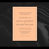 Invitation Mariage moderne simple Peach Fuzz