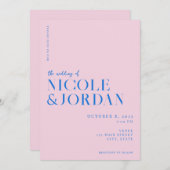 Invitation Mariage moderne simple rose (Devant / Derrière)