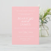 Invitation Mariage moderne simple rose et blanc (Debout devant)
