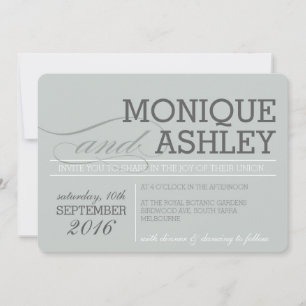 Invitation MARIAGE MODERNE simple texte gras monochrome gris