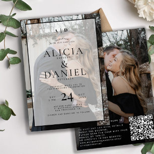Invitation Mariage moderne simple typographie photo tout en u