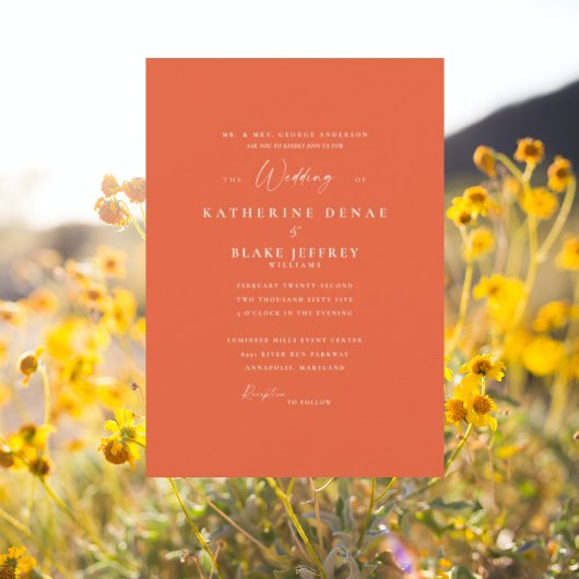 Invitation Mariage Moderne Simply Orange