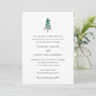 Invitation Mariage Moderne sous un Pin Rustique