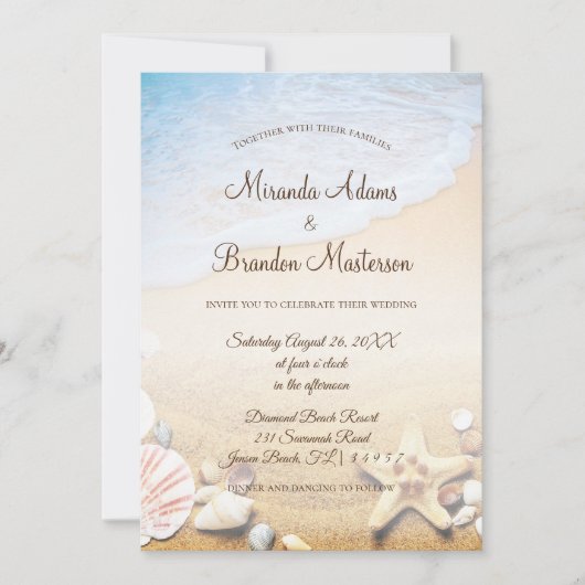 Invitation Mariage moderne Starfish Ocean Plage tropicale (Devant)