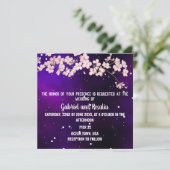 Invitation Mariage moderne Starry Night Sky & Cherry Blossom (Debout devant)