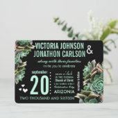 Invitation Mariage moderne Succulent Mint (Debout devant)