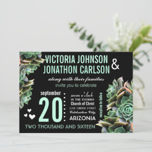 Invitation Mariage moderne Succulent Mint