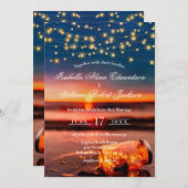 Invitation Mariage moderne Summer Sunset Beach Mason Jar (Devant / Derrière)