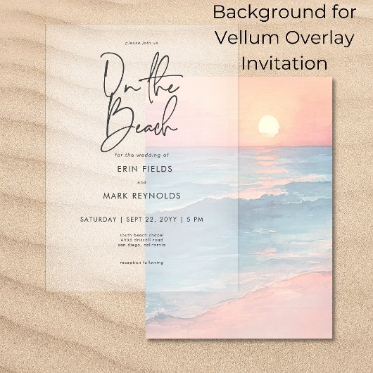 Invitation Mariage moderne Sunset Beach Arrière - plan Vellum
