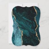 Invitation Mariage Moderne Support Marbre Agate Sarcelle Or (Dos)