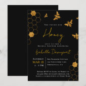 Invitation Mariage moderne sur le thème de l'abeille miel or (Devant / Derrière)