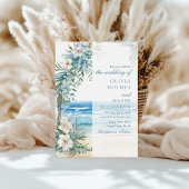 Invitation Mariage Moderne sur une Plage Tropicale avec une A