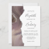 Invitation Mariage Moderne Taupe Agate Argent (Devant)