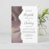 Invitation Mariage Moderne Taupe Agate Argent (Debout devant)