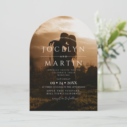 Invitation Mariage Moderne Tendance Noir et Blanc (Debout devant)