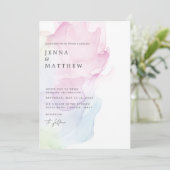 Invitation Mariage moderne transparent en soie (Debout devant)