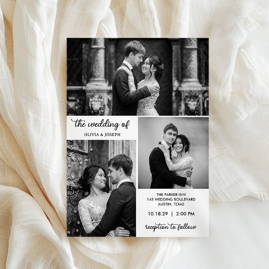 Invitation Mariage Moderne Trois Photos