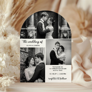 Invitation Mariage Moderne Trois Photos en Forme d'Arche