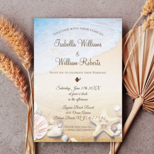 Invitation Mariage moderne Tropical Beach Starfish