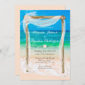 Invitation Mariage moderne Tropical Blue Beach Arbor Boho (Devant / Derrière)