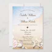 Invitation Mariage moderne tropical de plage étoile de mer (Devant)
