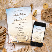 Invitation Mariage moderne tropical de plage étoile de mer