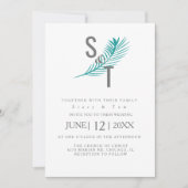 Invitation Mariage Moderne Tropical Feuille de Palmier Sarcel (Devant)