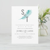 Invitation Mariage Moderne Tropical Feuille de Palmier Sarcel (Debout devant)
