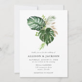 Invitation Mariage Moderne Tropical Or (Devant)