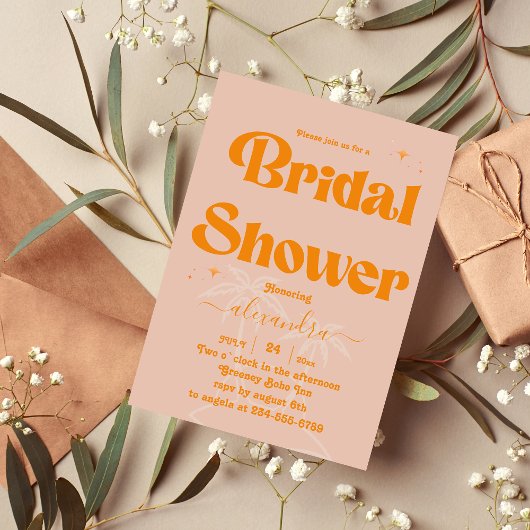 Invitation Mariage Moderne Tropical Orange Vibrant