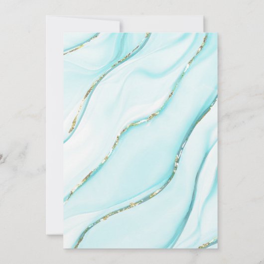 Invitation Mariage moderne Turquoise Agate Inv. (Dos)