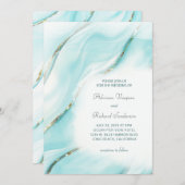 Invitation Mariage moderne Turquoise Agate Inv. (Devant / Derrière)