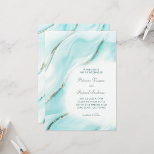 Invitation Mariage moderne Turquoise Agate Inv.