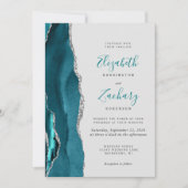 Invitation Mariage Moderne Turquoise Argent Gris Agate (Devant)