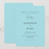 Invitation Mariage Moderne Turquoise Arrondi (Devant / Derrière)