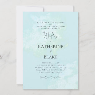 Invitation Mariage Moderne Turquoise Deux Parents