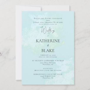 Invitation Mariage Moderne Turquoise Deux Parents 2 Lieu