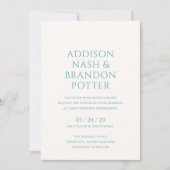 Invitation Mariage moderne Turquoise élégant (Devant)