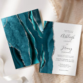 Invitation Mariage Moderne Turquoise et Argent Agate
