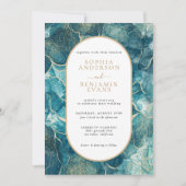 Invitation Mariage moderne Turquoise Gold Agate (Devant)