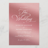 Invitation Mariage Moderne Typographie Blanche Script Or Rose (Devant)