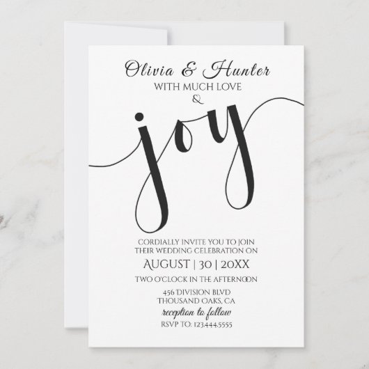 Invitation Mariage, Moderne, Typographie, Écriture, Invitatio (Devant)