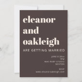 Invitation Mariage Moderne Typographie Gras Brun Chaud (Devant)