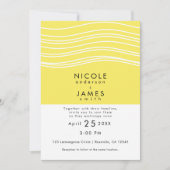 Invitation Mariage Moderne Vague Jaune Citron et Blanc (Devant)